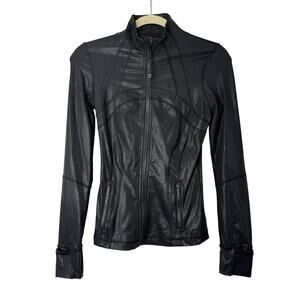 Lululemon Define Jacket Shine Radiate Foil Print Black Full Zip Thumbholes 2